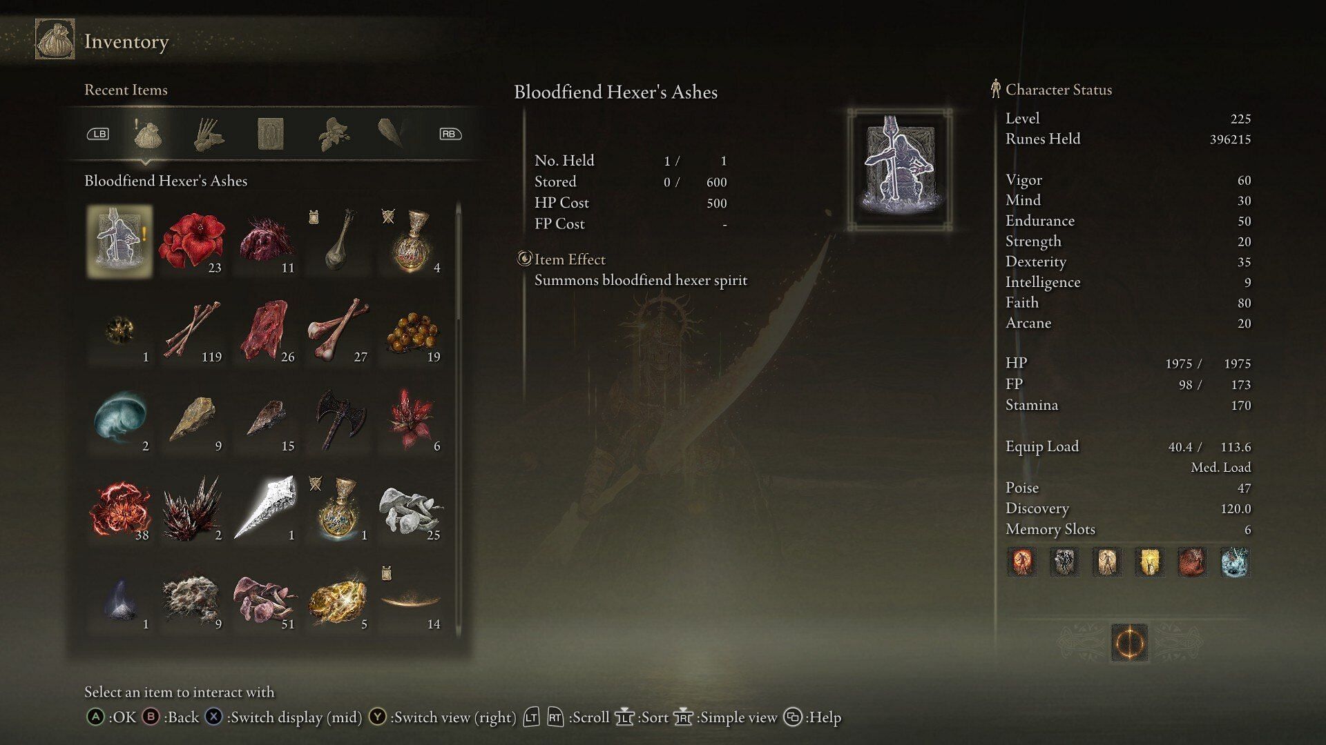 The Bloodfiend Hexer's Ashes in Elden Ring Shadow of the Erdtree (Image via FromSoftware)